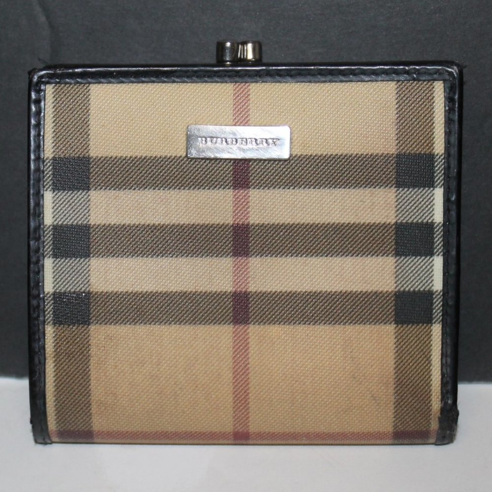 COPY - Authentic Burberry Italy Nova Check Leather French Kiss-lock Wallet